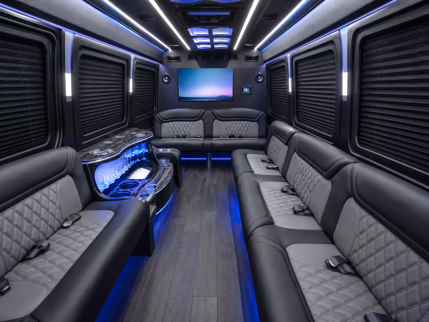 st george 50 passenger party bus interior